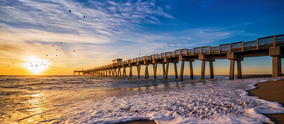 sunset at the clearwater beach in  venice, florida