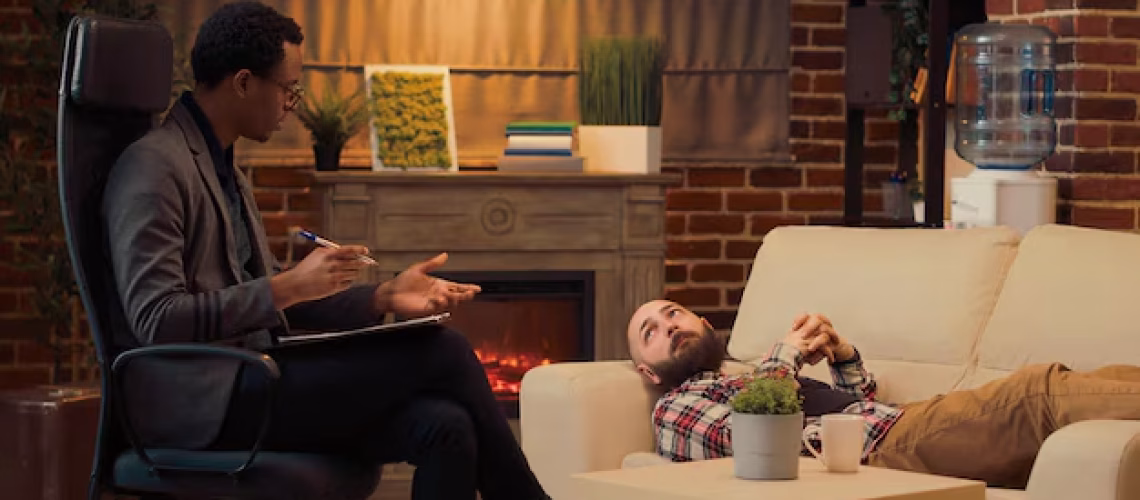 Man having therapy session with a professional